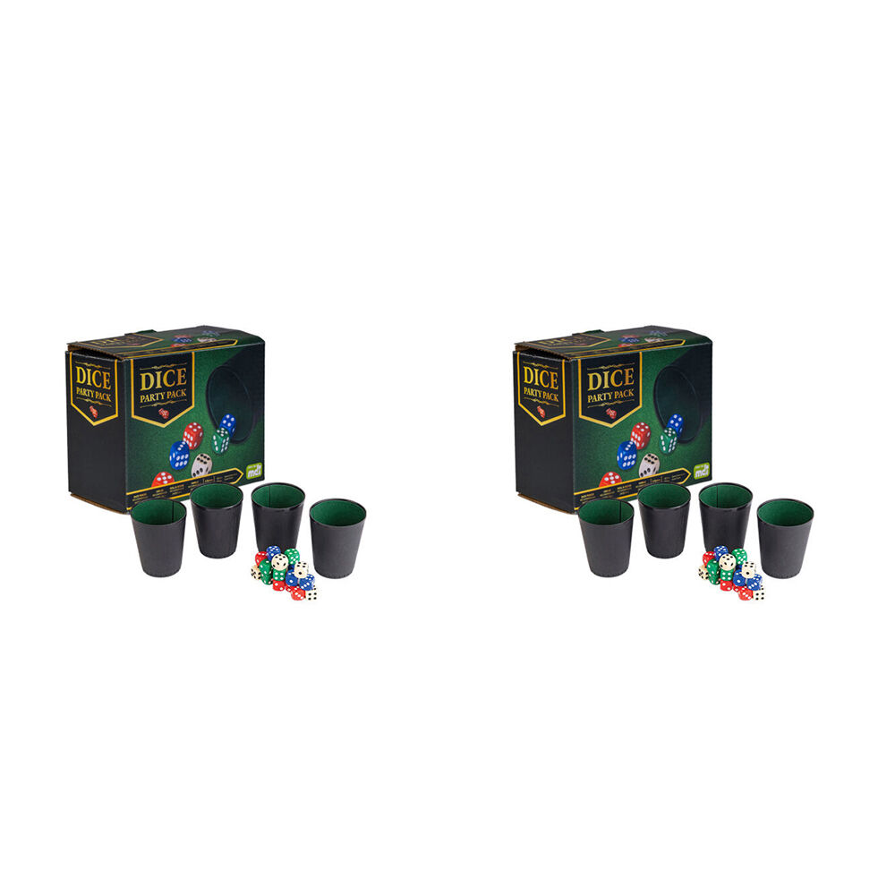 Mdi Dice Games Set with 4 Glass Cups Party Game Portable Multicoloured (2 Pack)