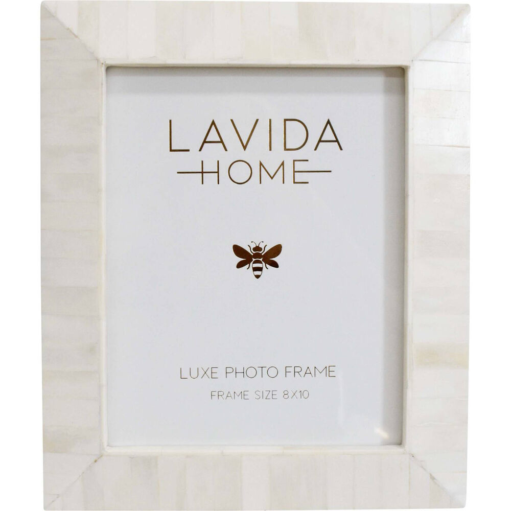 LVD 8x10 Picture/Photo Frame Tapered Bone/MDF Home/Room Tabletop Decor White