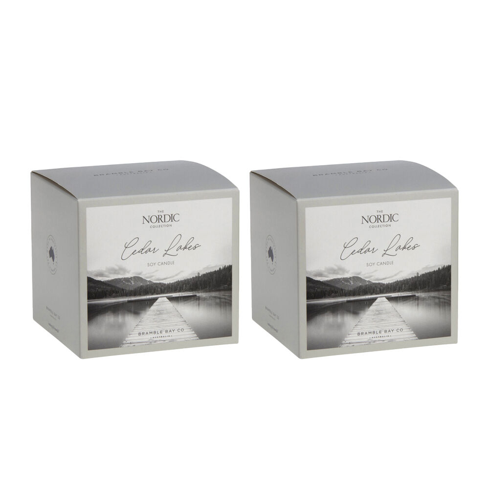 Bramble Bay Nordic Cedar Lakes Candle Fresh Pine Eucalyptus and Moss 400g (2 Pack)
