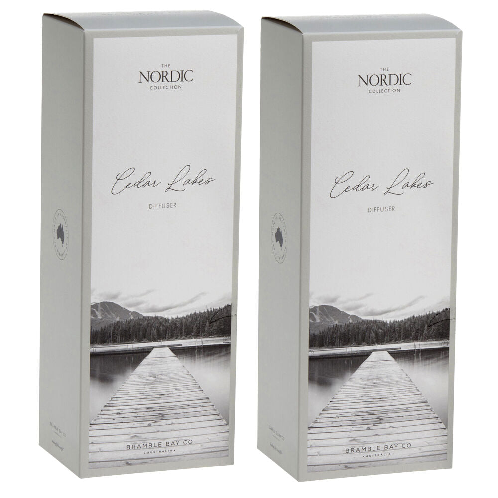Bramble Bay Nordic Cedar Lakes Diffuser Home Fragrance Grey (2 Pack)
