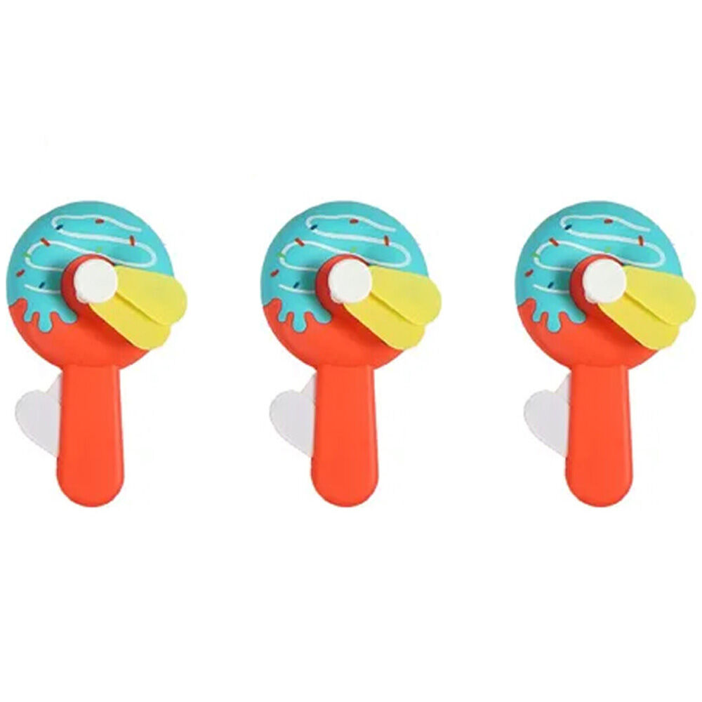 Jemark Portable Hand Held Fan Donut Compact Travel Fan 2414x7cm Assorted (3 Pack)