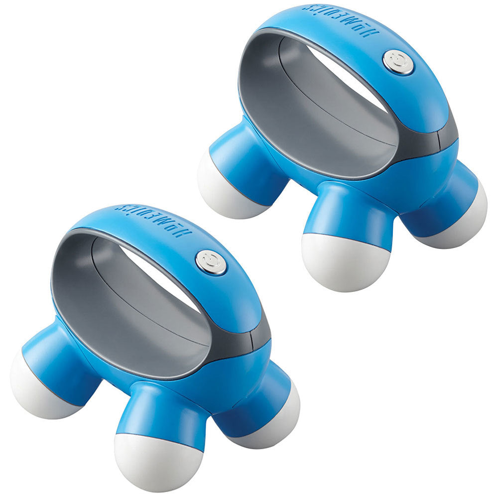 Homedics QuaD Portable Electric Hand Held Vibration Massager Body/Back - Blue (2 Pack)