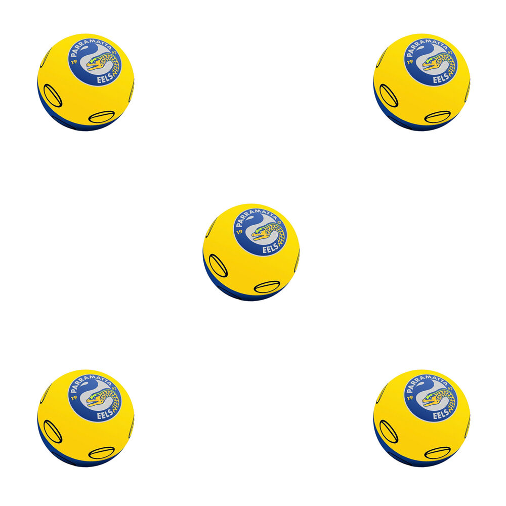 NRL Parramatta Eels NRL Super-High Bounce Ball 60mm Kids Sports Toy Yellow (5 Pack)