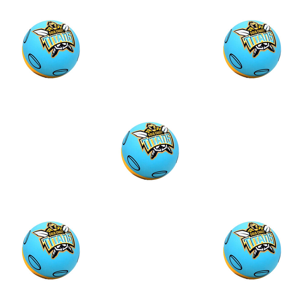 NRL Gold Coast Titans NRL Super-High Bounce Ball 60mm Kids Sports Toy Blue (5 Pack)