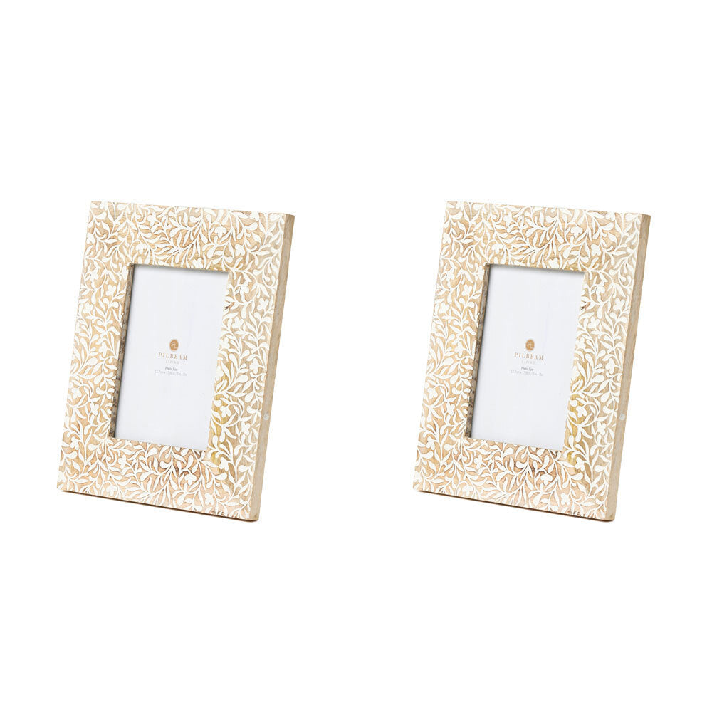 Pilbeam Living Ambretta Wood 5x7'' Picture/Photo Frame Home Decor White Wash (2 Pack)