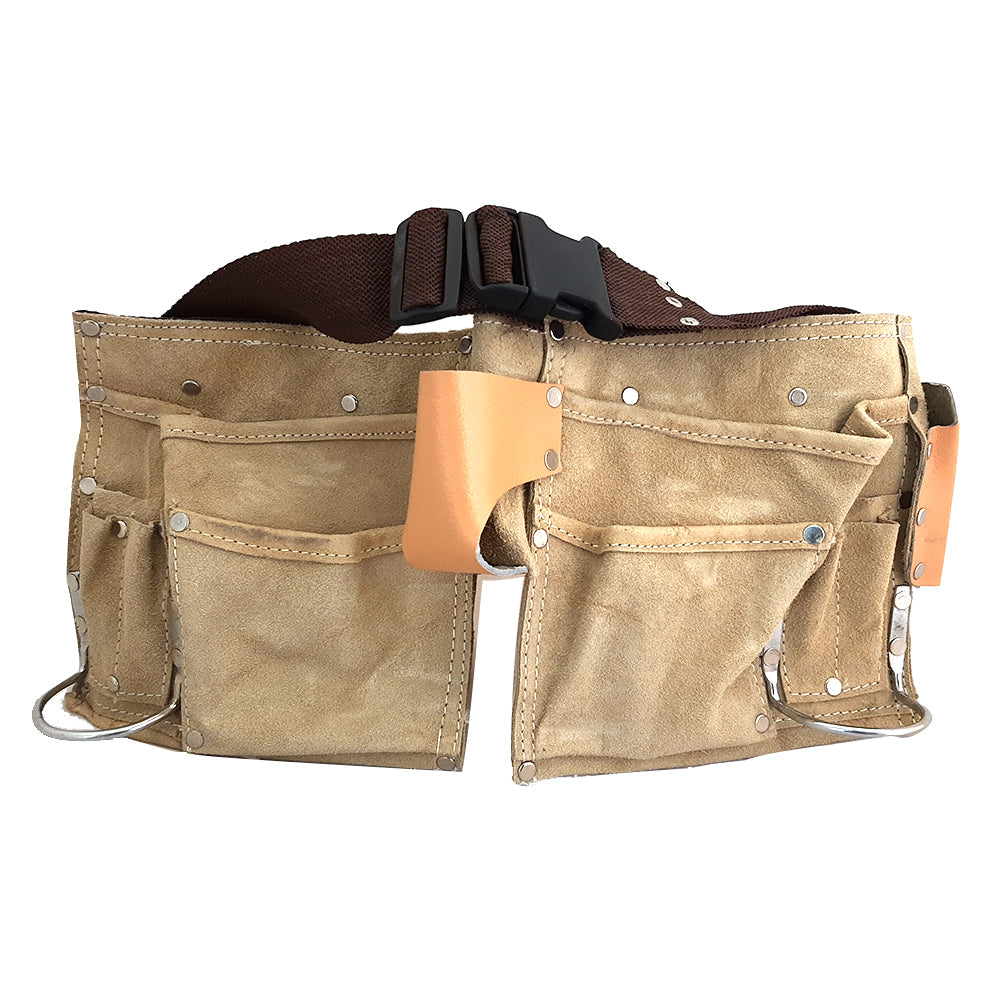 NLZ Adjustable Heavy Duty Waist Clip-On Leather Nail/Tool Pouch w/11 Pockets — image 2