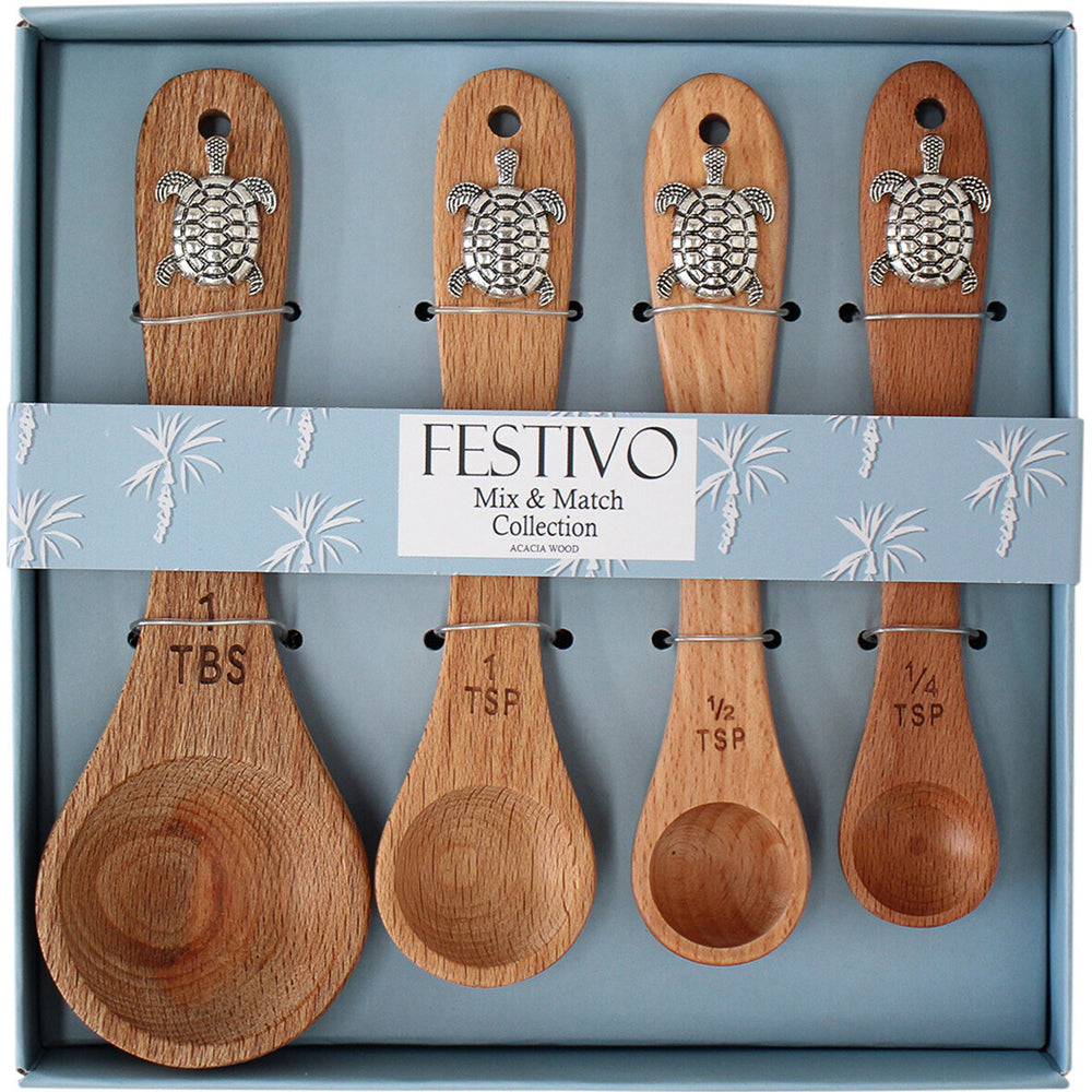 LVD 4pc LVD Acacia/Metal Measuring Spoon Set Cooking/Baking Utensils Turtles (2 Pack) — image 2