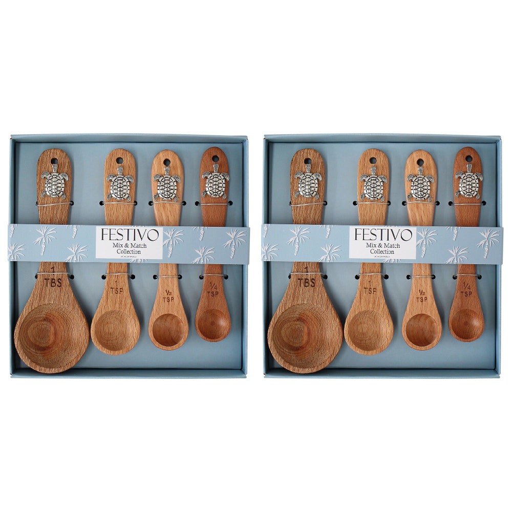 LVD 4pc LVD Acacia/Metal Measuring Spoon Set Cooking/Baking Utensils Turtles (2 Pack)