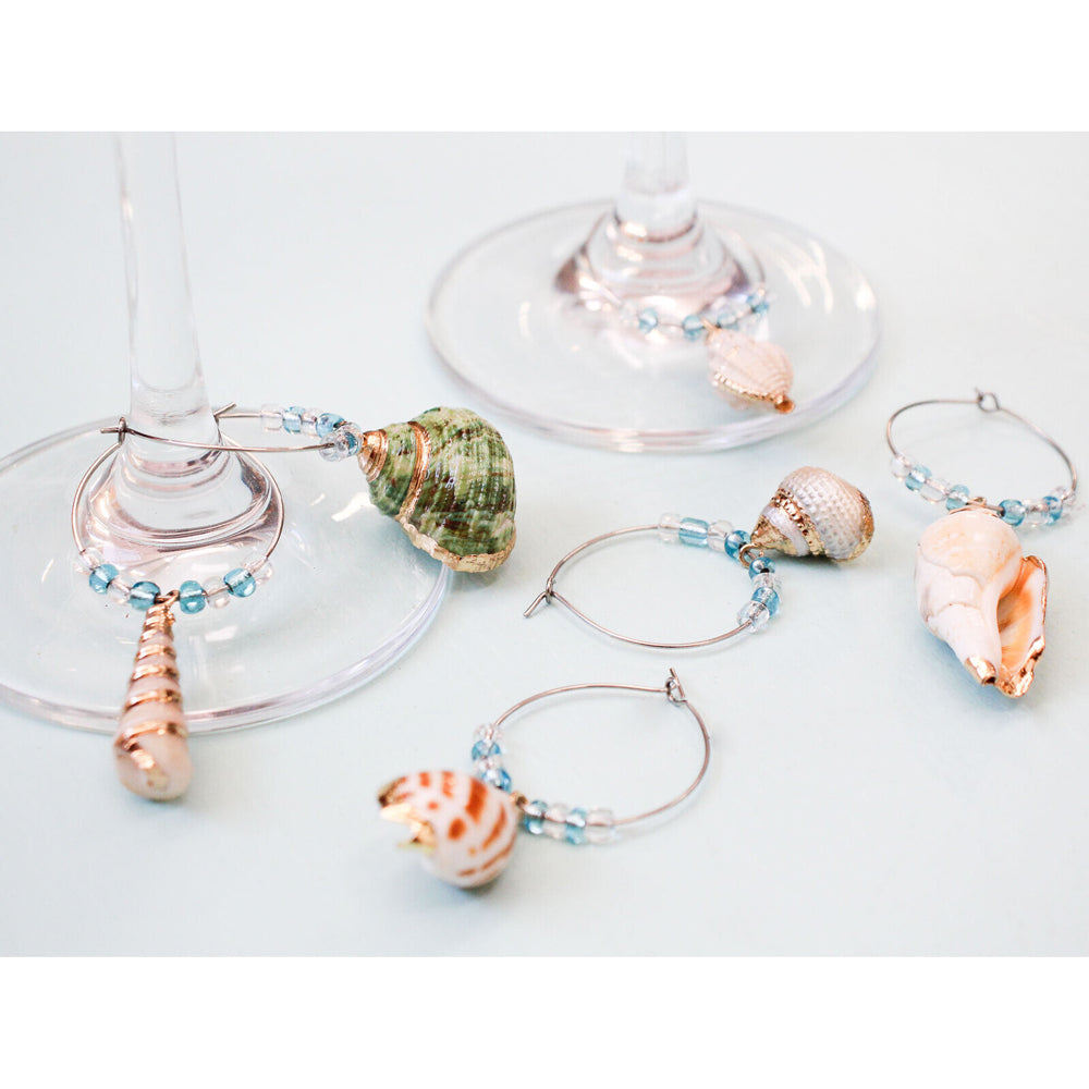 LVD Metal 13cm Wine Charms Conical Shell Champagne Bottle Ring Tag/Marker Set (6 Pieces) — image 2