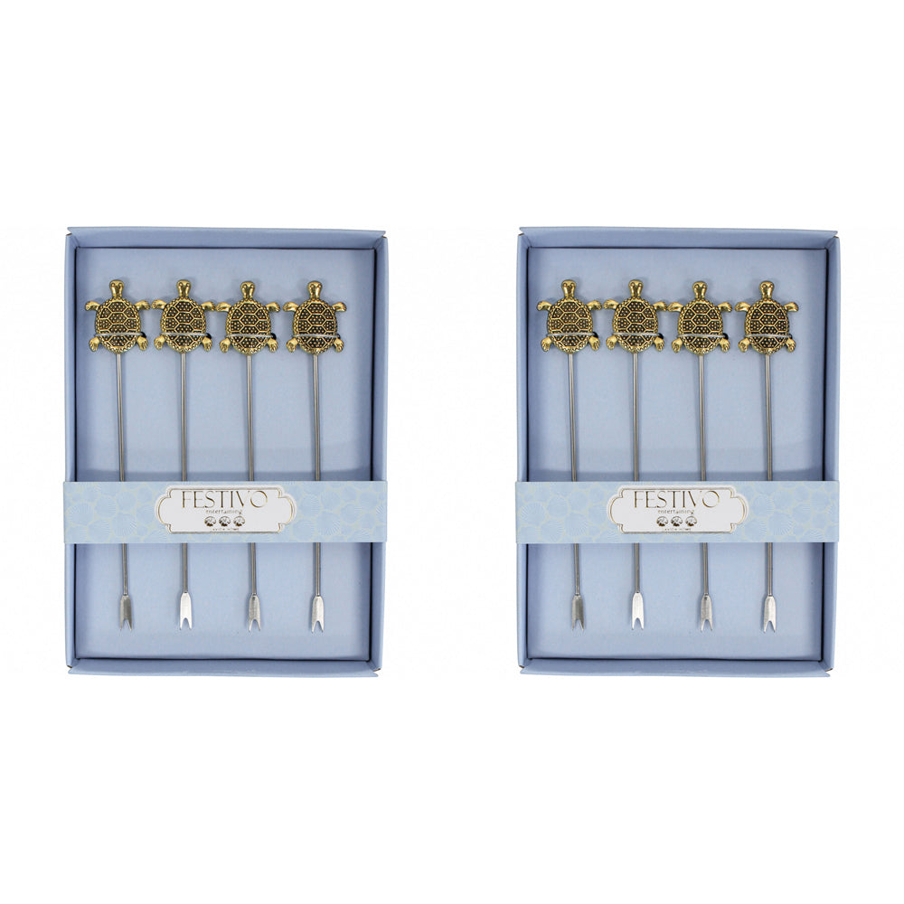 LVD Cocktail Pick 4pc Turtle Home Kitchen Serveware/Tableware 14.5x10.5cm (2 Pack)