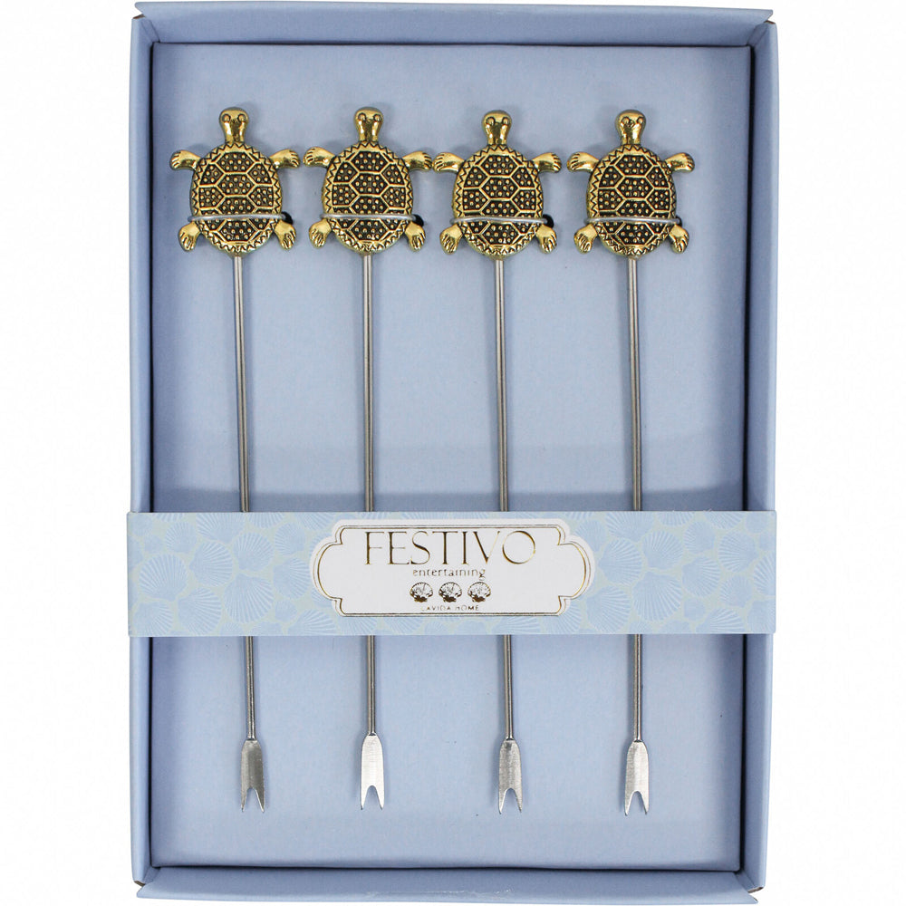 LVD Cocktail Pick 4pc Turtle Home Kitchen Serveware/Tableware 14.5x10.5cm (2 Pack) — image 2