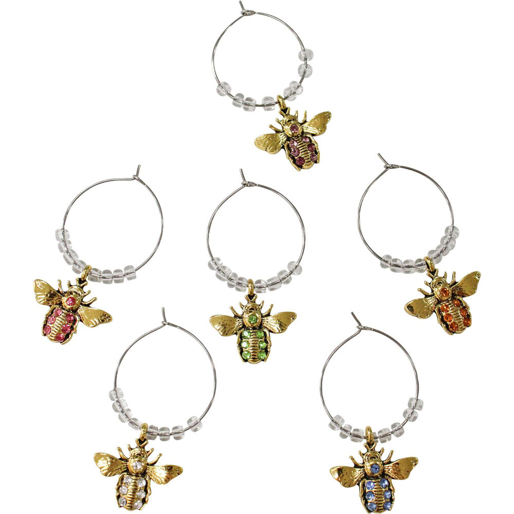 LVD 6pc LVD Jewelled Bee Alloy Wine Glass Charm Set 13x12cm Multicoloured (2 Pack) — image 3