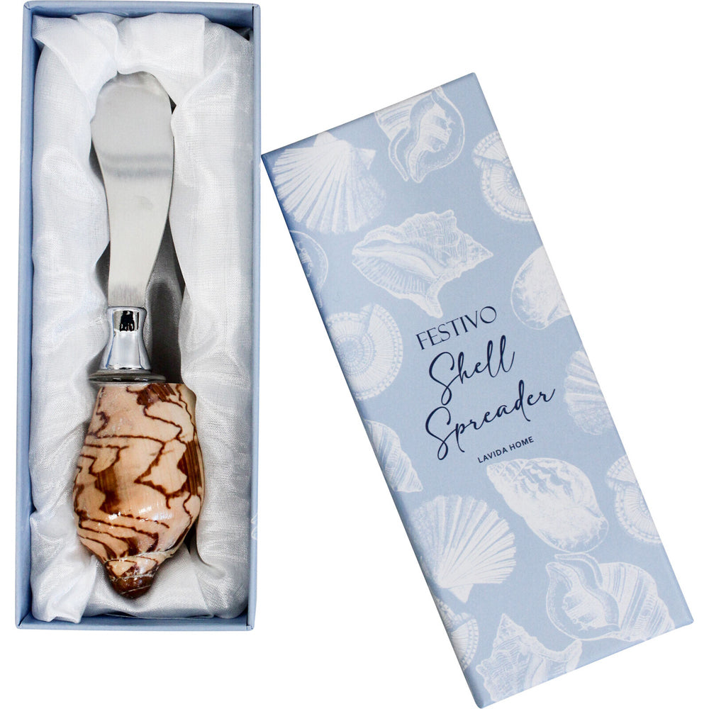 LVD Metal 17cm Shell Butter/Cheese Spreader Knife Cutlery Large Gift Boxed Beige — image 4