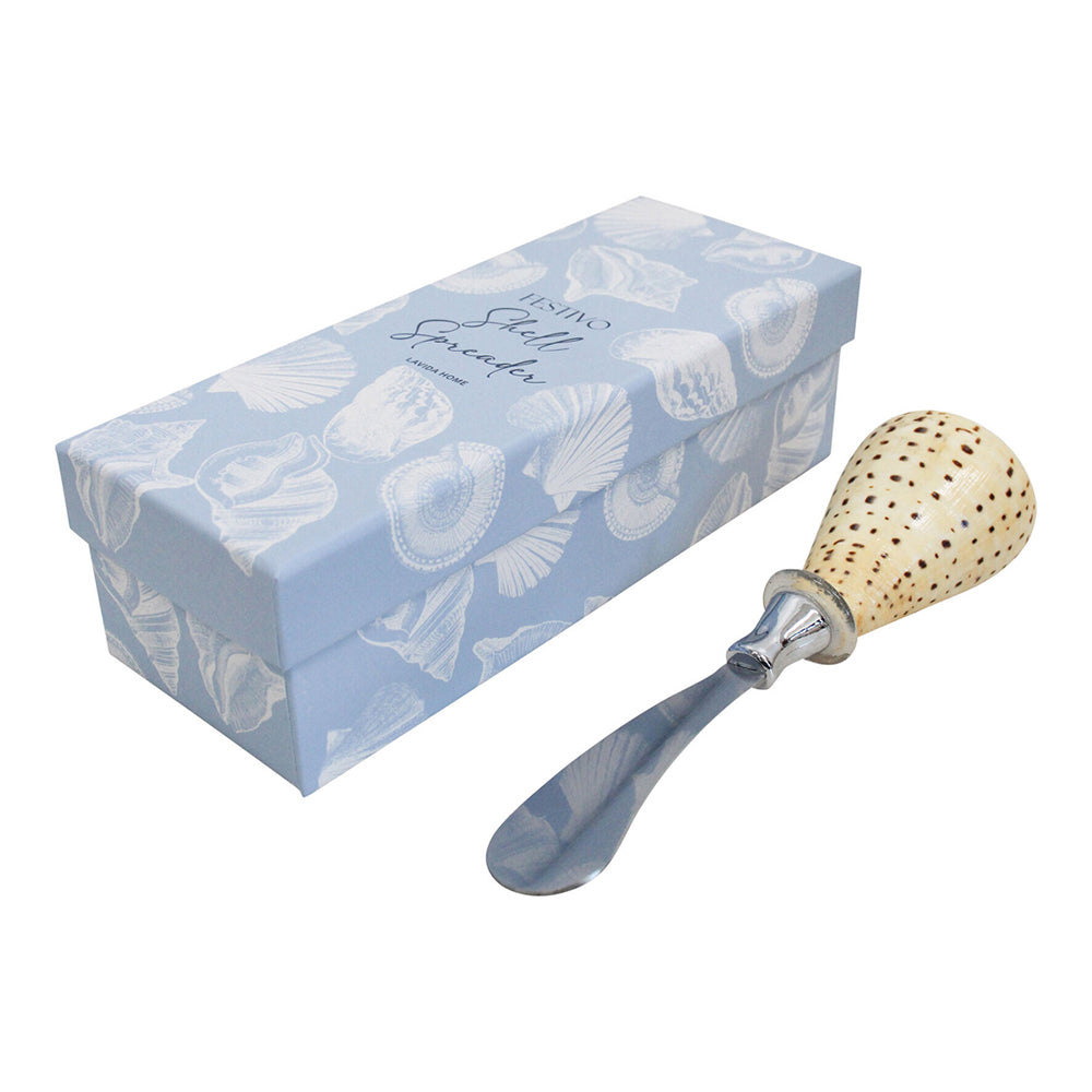 LVD Metal 17cm Shell II Butter/Cheese Spreader Knife Cutlery Large Gift Boxed Beige