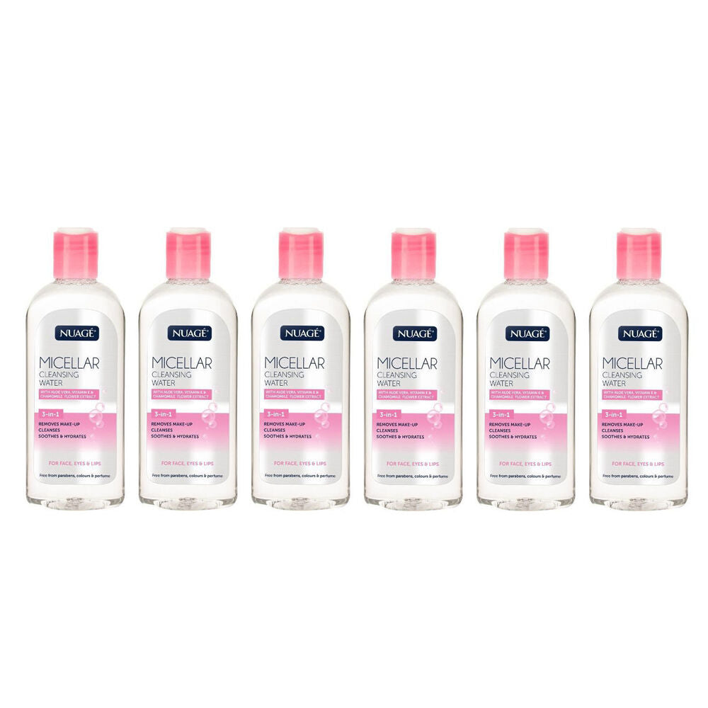 Nuage Micellar Cleansing Water 200ml Liquid Face Lips Makeup Remover (6 Pack)