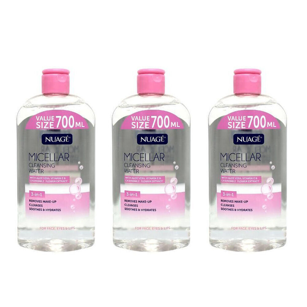 Nuage Micellar Cleansing Water Aloe Vera 700ml Liquid Makeup Remover (3 Pack)