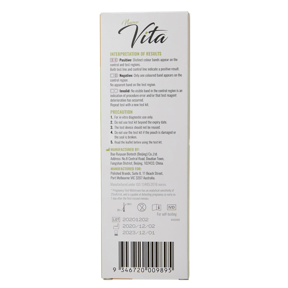 Nuovo Vita Womens Midsteam Easy Pregnancy Testing Kit Set Personal Care Single — image 2