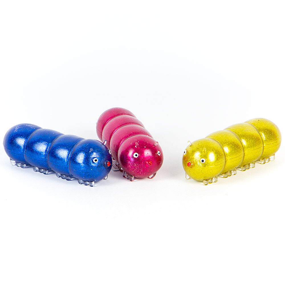 Fumfings Novelty Squidgy Disco Caterpillars 10cm Squish Toys Kids/Child Asst (3 Pack)