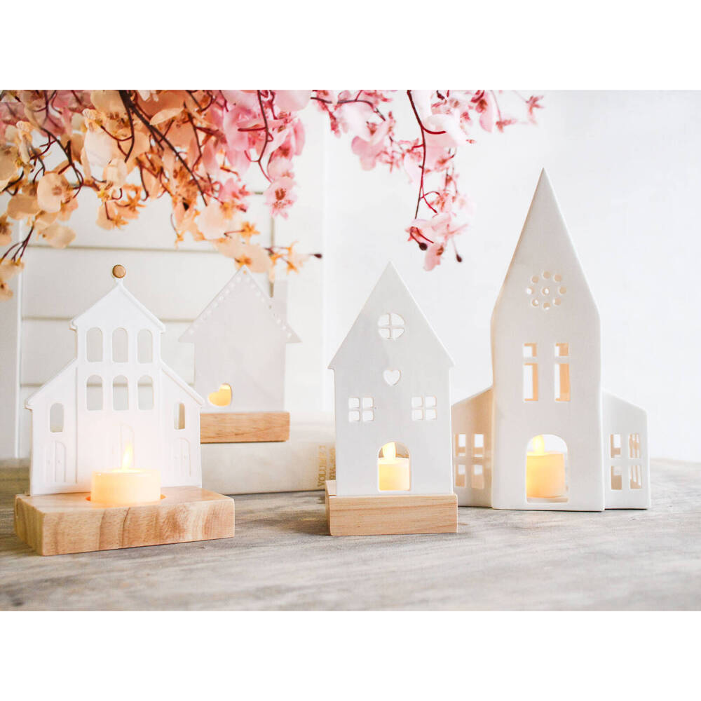 LVD Porcelain Tealight Candle Holder Church 14cm Tabletop Display Decor White — image 2
