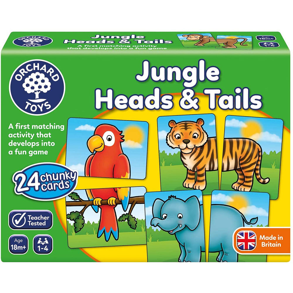 Orchard Toys Memory Game Jungle Heads & Tails Kids Activity Play Toy 18m+ (24 Pieces)