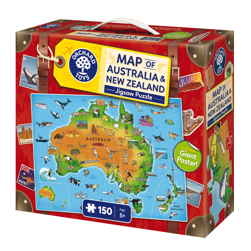 Orchard Toys Map of Australia & New Zealand Jigsaw Puzzle Kids Game 5y+ (150 Pieces)