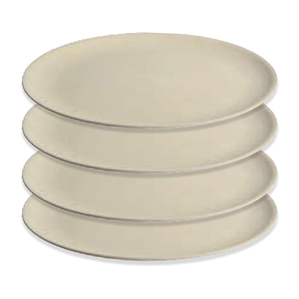 Oztrail Round 21.5cm Bamboo Plate Dish Camping Picnic Outdoor Tableware White (4 Pack)