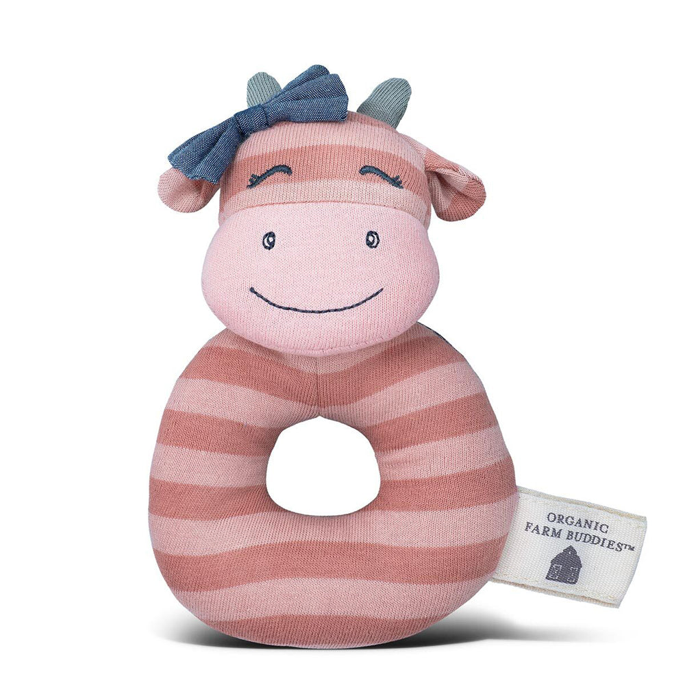 Organic Farm Buddies Cotton 13cm Teething Rattle Miss Moo Baby/Infant Toy 0m+