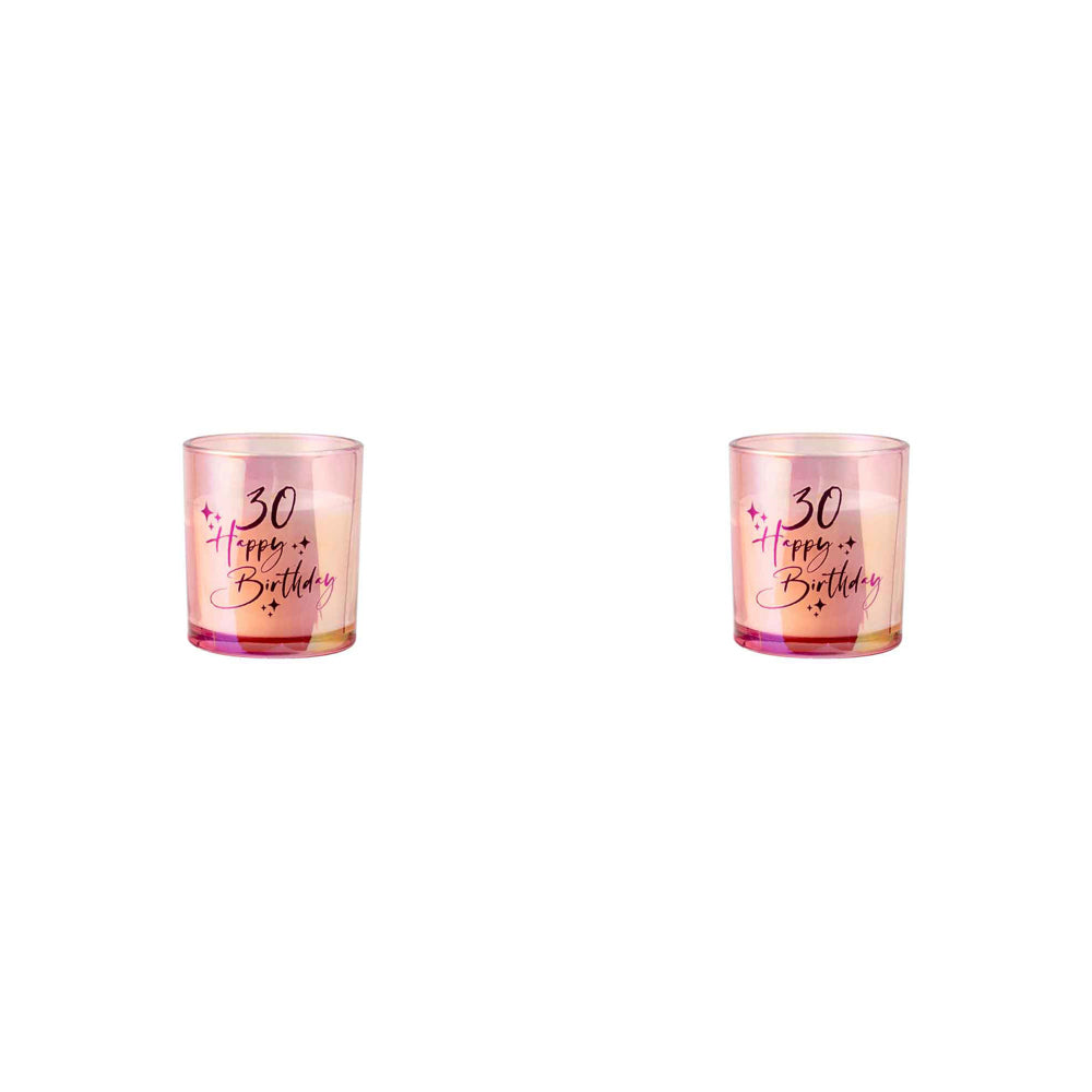 LMD 30th Pink Chrome Candle Vanilla Fragrance 45hr Burntime Keepsake Gift Set (2 Pack)