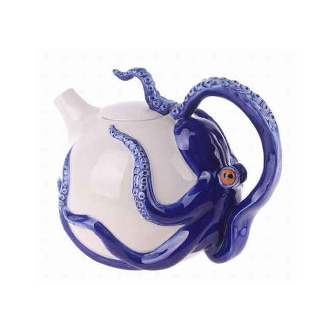 LMD Octopus Teapot Ceramic Drink Tea Container Blue 23cm