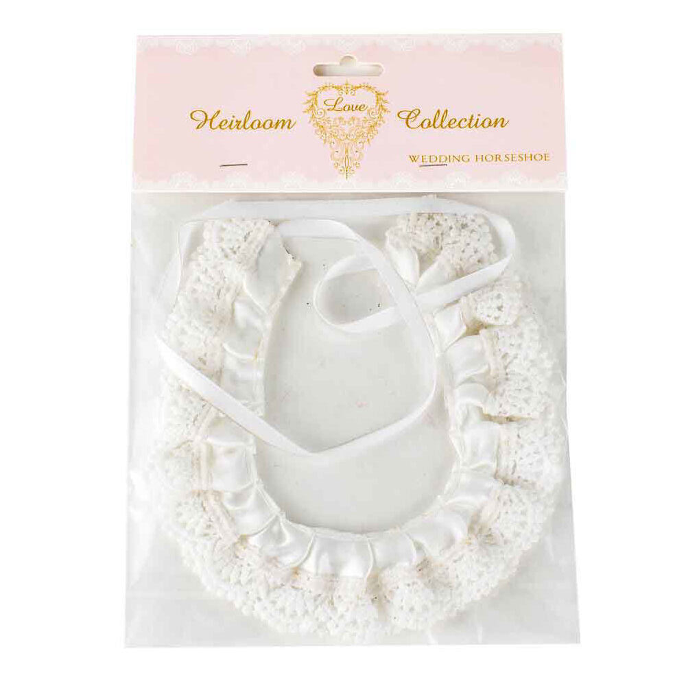 LMD Satin Wedding Horseshoe Bridal Charm Souvenir Keepsake Accessory White