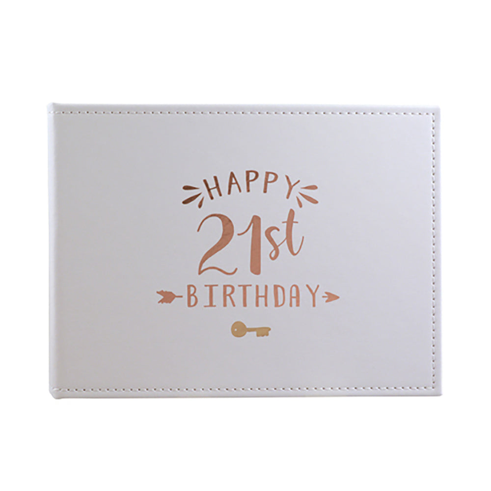 LMD 21St Guest Book Rose Gold Text 23x18cm Novelty Birthday Signing Decor Notepad