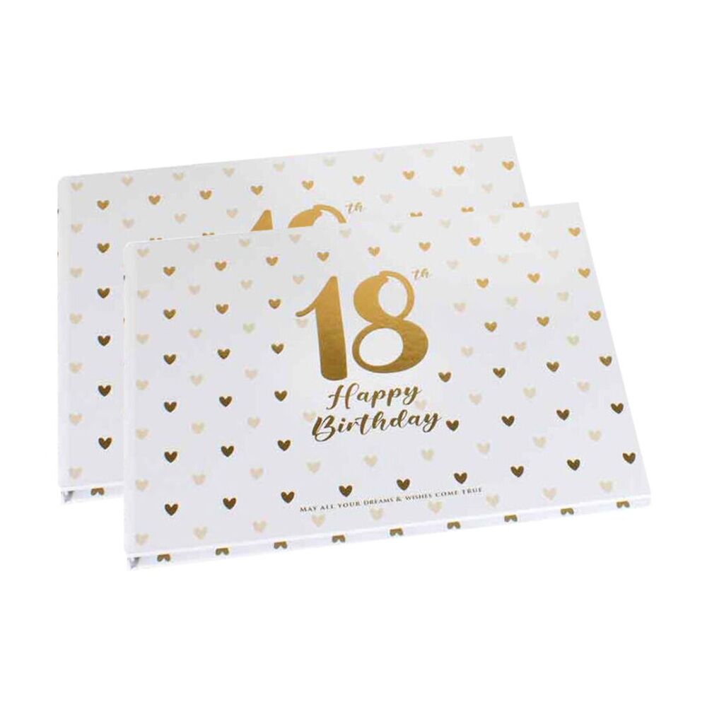 LMD 18th Sweet Heart Guest Book w/ Gold Text Cardboard Rectangle 23x18cm (2 Pack)