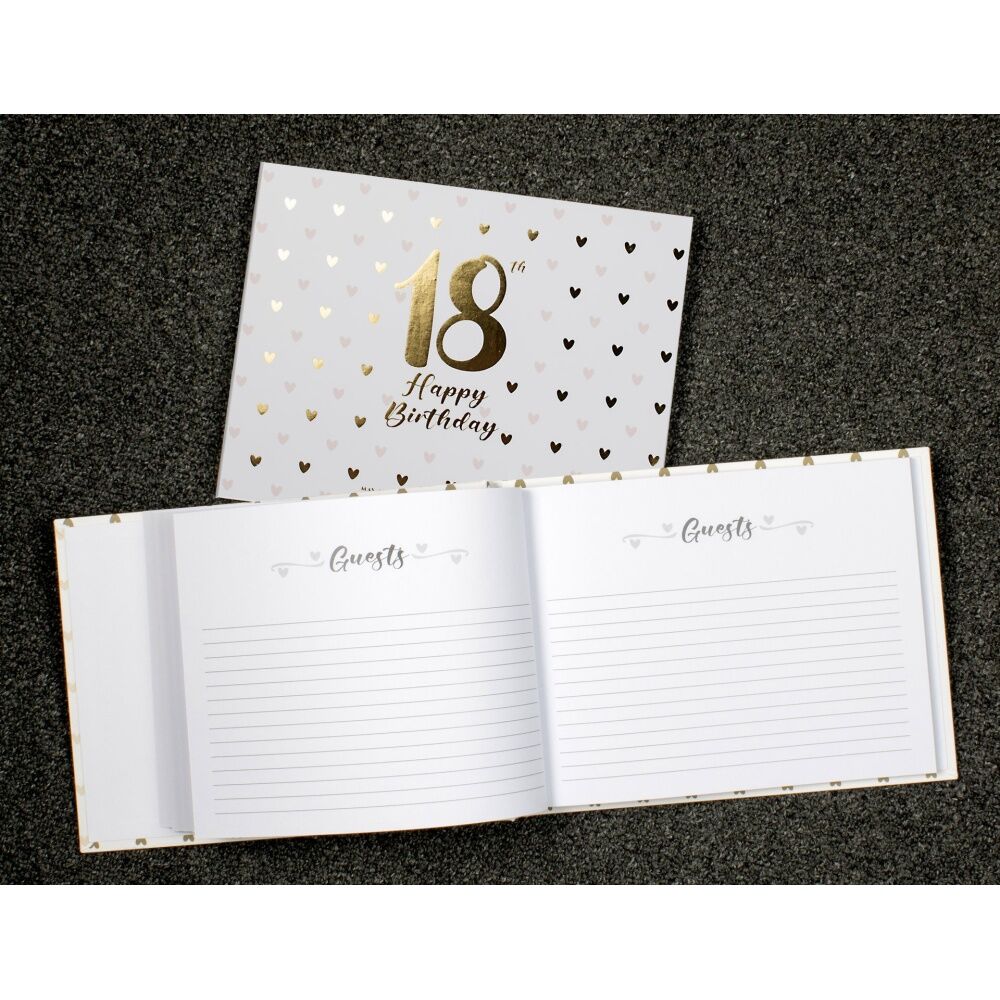 LMD 18th Sweet Heart Guest Book w/ Gold Text Cardboard Rectangle 23x18cm (2 Pack) — image 4