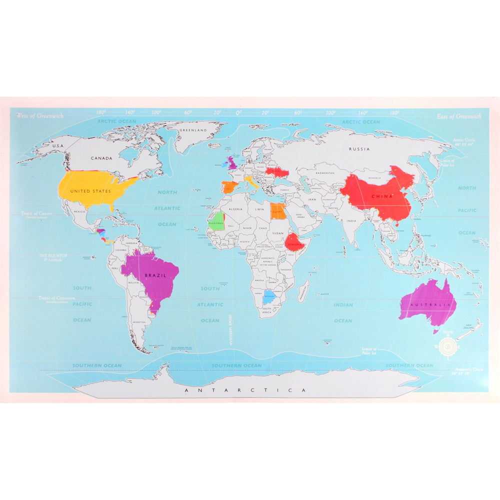 Home Expression Deluxe Travel World Scratch Map Plastic Poster 82.5x59.4mm