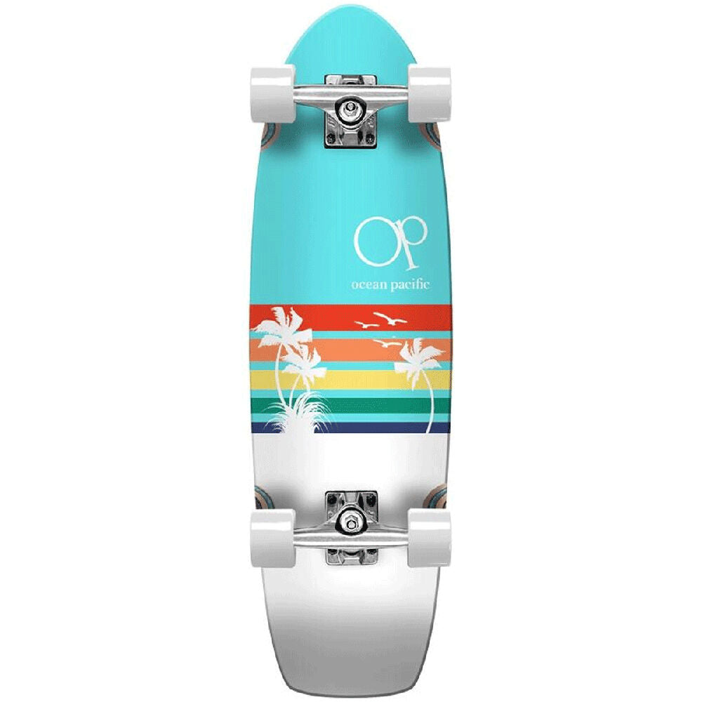 Ocean Pacific Sunset Cruiser Complete Skateboard Sports Deck Teal/white 8.75in