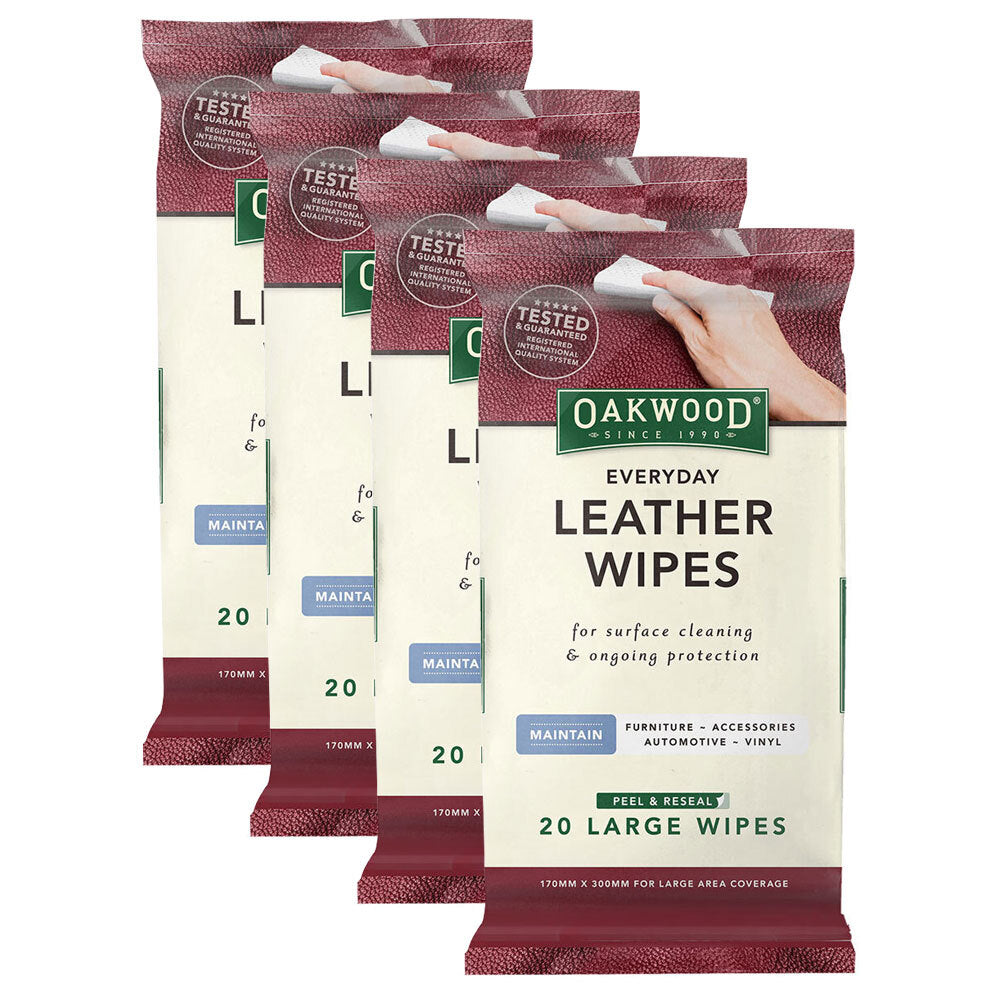 Oakwood Everyday Leather Wipes 170mm x 300mm (80 Pieces)