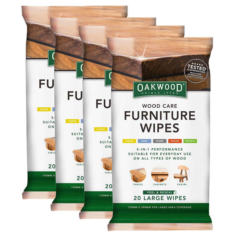 Oakwood LArge Wood Care Furniture Wipes 170mm x 300mm (80 Pieces)
