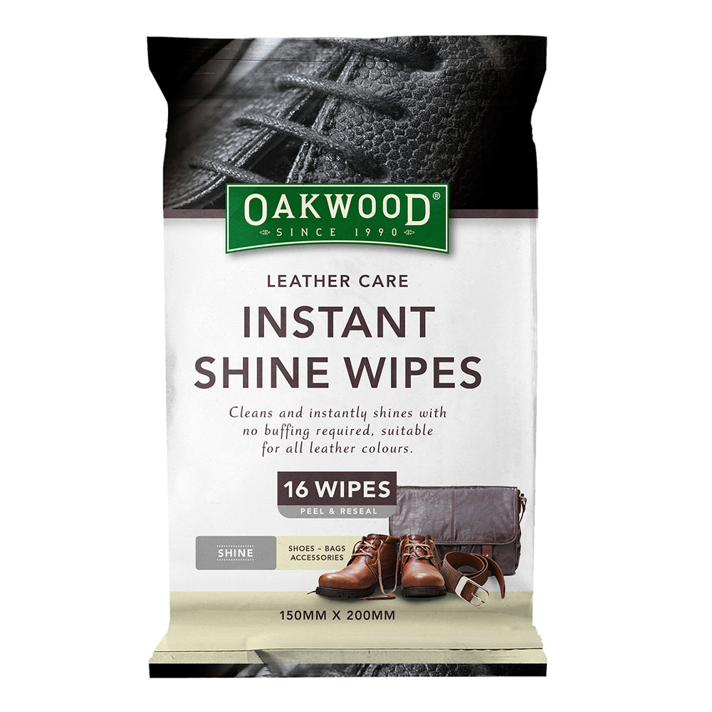 Oakwood 15x20cm Leather Care Instant Shine Wipes Shoes/Bags/Belt Cleaning (48 Pieces) — image 2