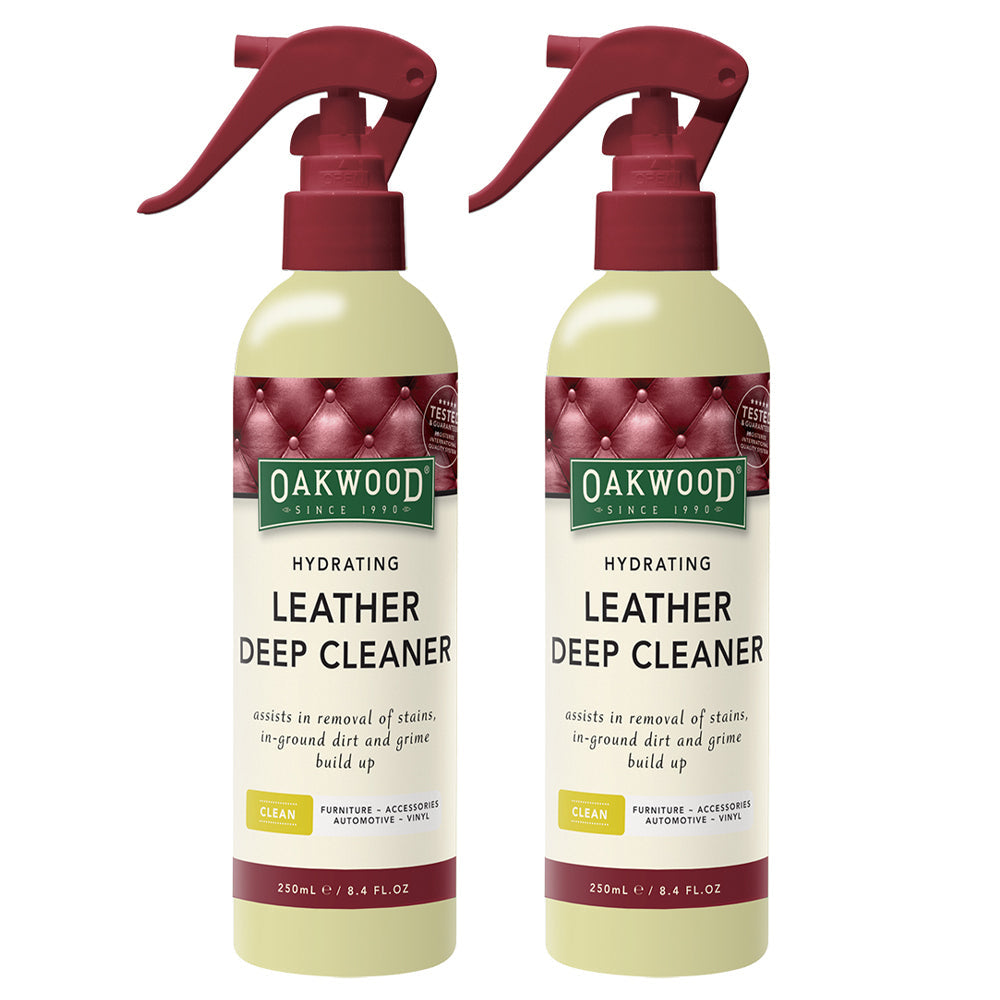 Oakwood 250ml Hydrating Leather Deep Cleaner Spray Furniture Upholstery Care (2 Pack)
