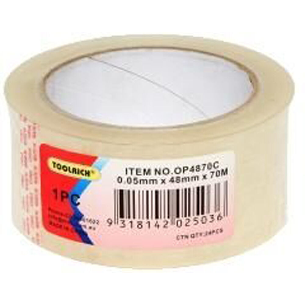 Toolrich Packaging Tape Sticky Adhesive Packing Roll 48mmx70m Clear (24 Pack) — image 2