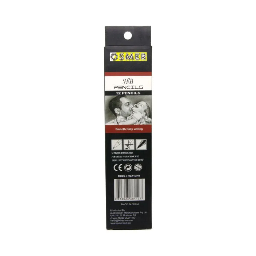 Osmer School Office Wood Case Hexagon Hb Pencil Premium With Eraser Box Of 12 — image 2