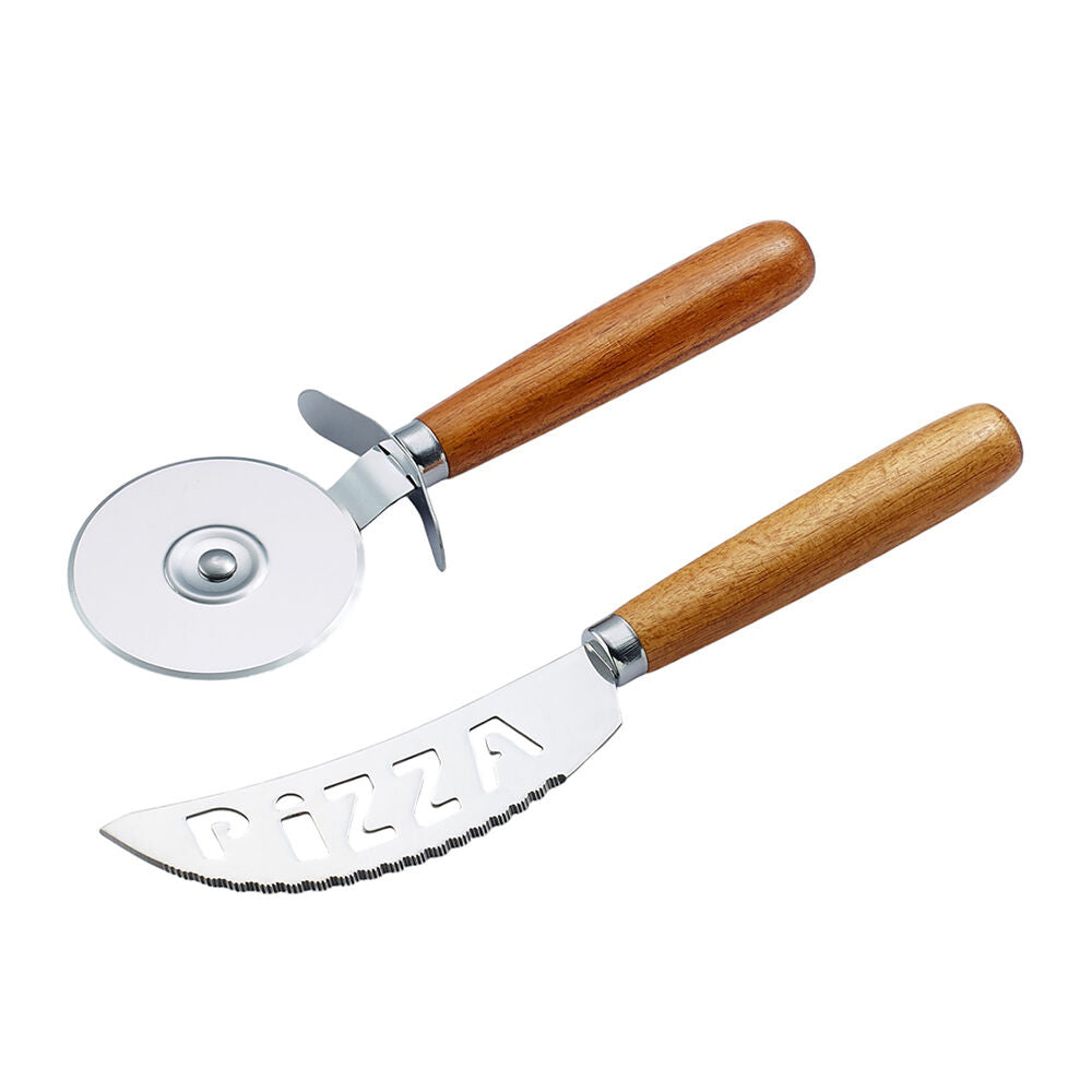 Ost & Vin Pizza Giftset 26x17 Cutter Set Acacia Wood Steel Kitchenware Brown (2 Pieces) — image 2