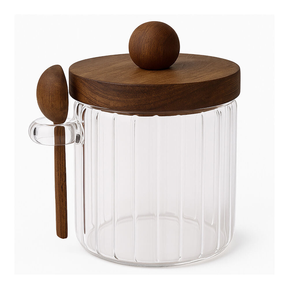 NF Living Acacian Pantry Jar w/ Spoon Glass Storage Kitchen Organisers Clear (2 Pack) — image 2