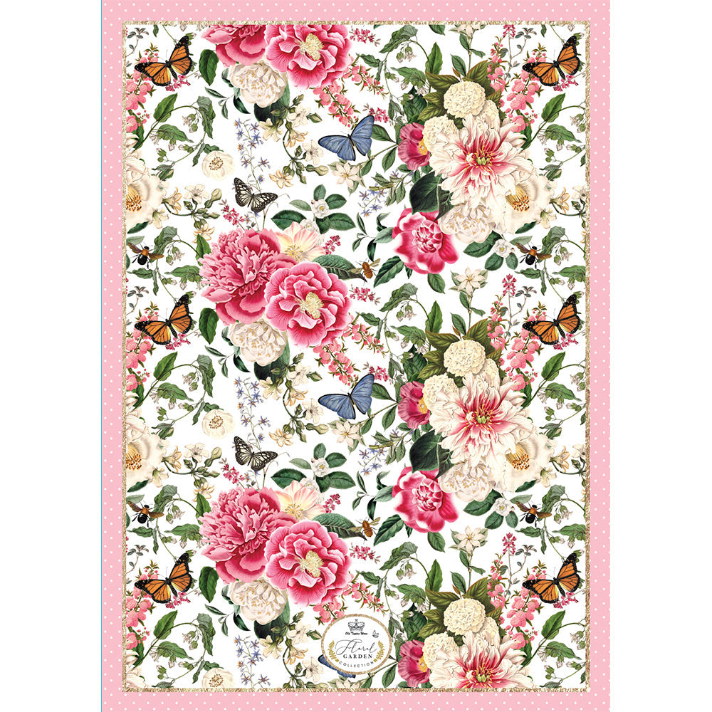 LMD Floral Garden Decorative 50x70cm Printed Kitchen Cooking Tea Towel Cloth — Pink