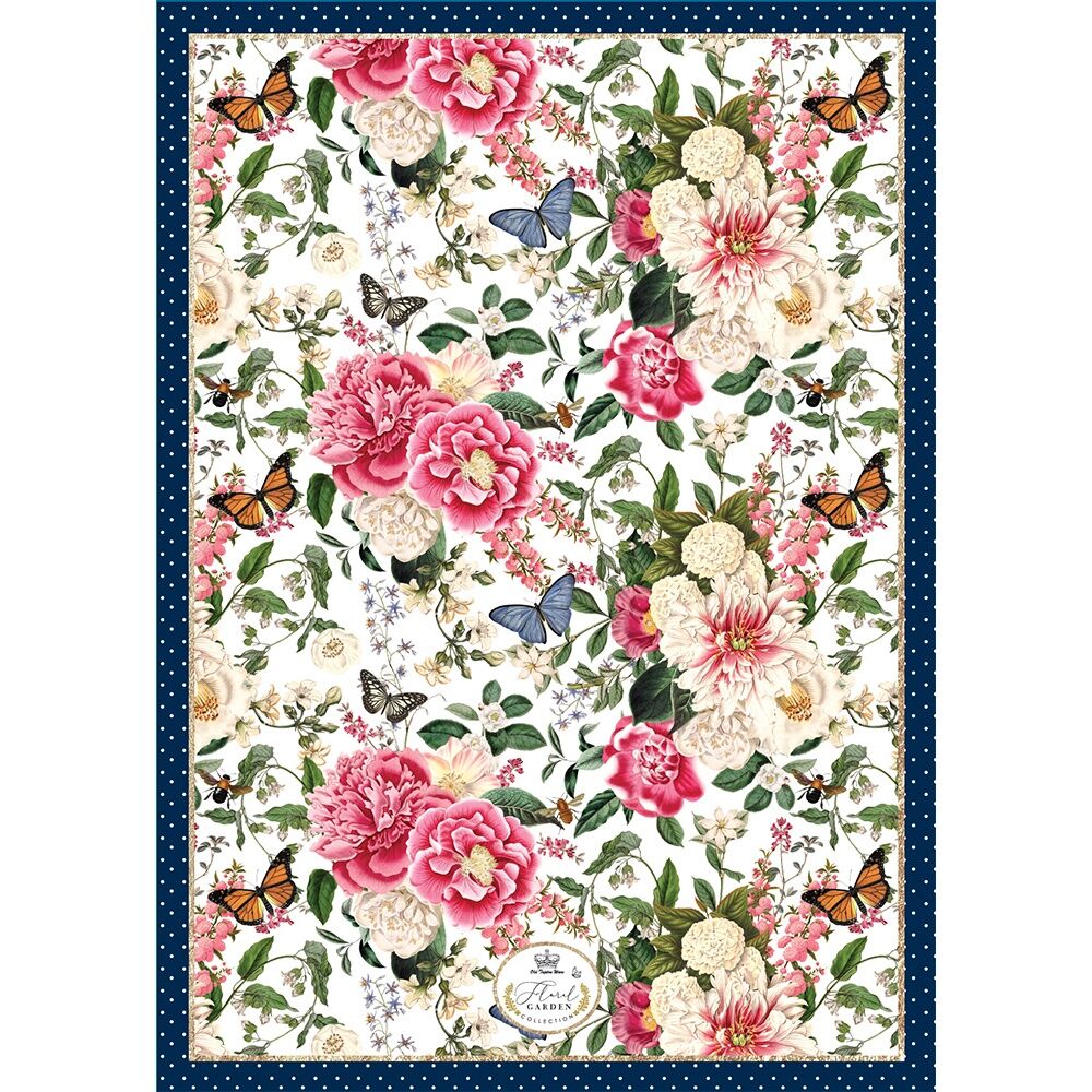 LMD Floral Garden Decorative 50x70cm Printed Kitchen Cooking Tea Towel Cloth — Navy