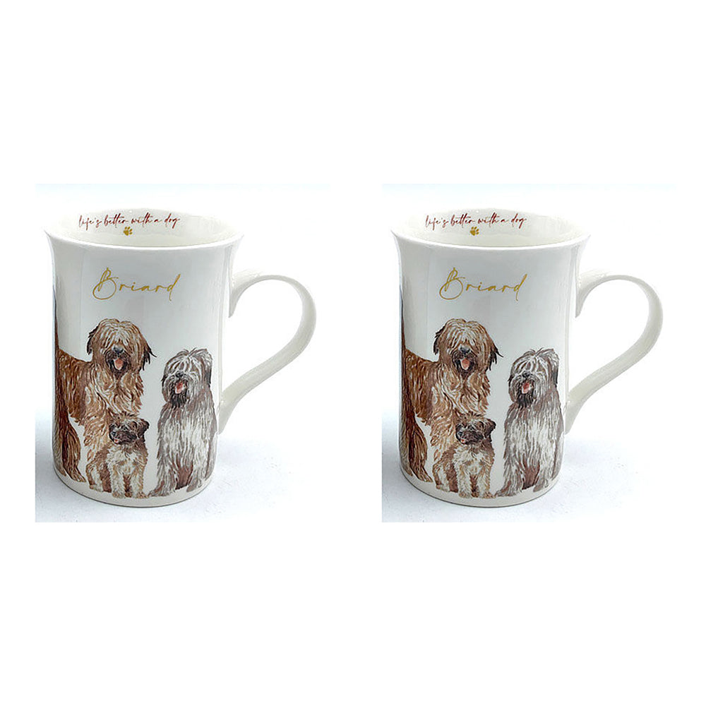 LMD Muddy Paws Briard Coffee Mug 360ml New Bone China Novelty/Keepsake Serveware (2 Pack)
