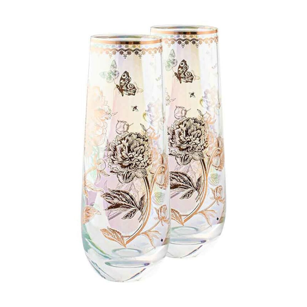 LMD 20 Year Roses Stemless Champagne Flutes Pair 16cm 180ml Bar Serveware (2 Pieces)
