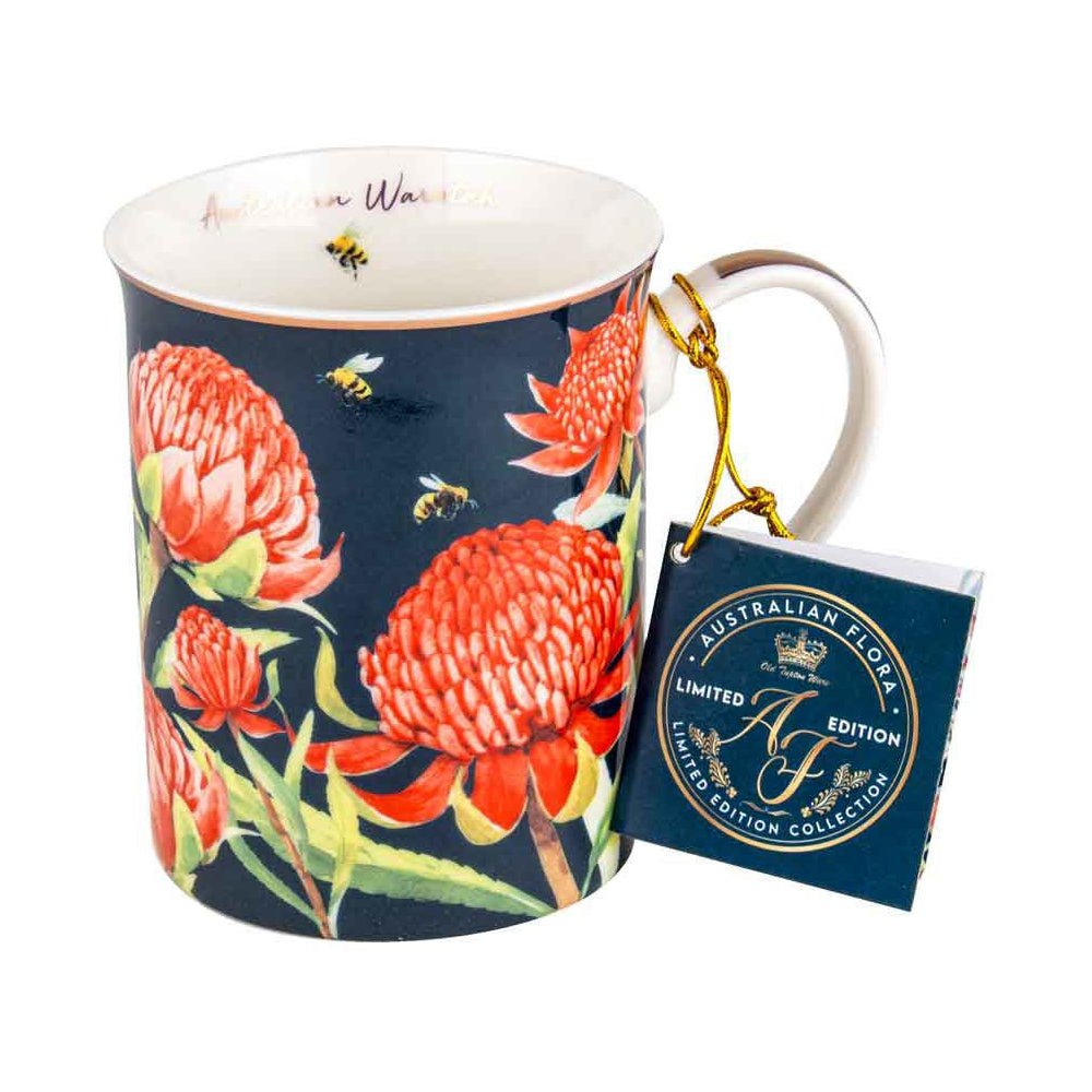 LMD Australian Flora Waratah 360ml Coffee Mug New Bone China Drink Cup w/ Handle (2 Pack) — image 2