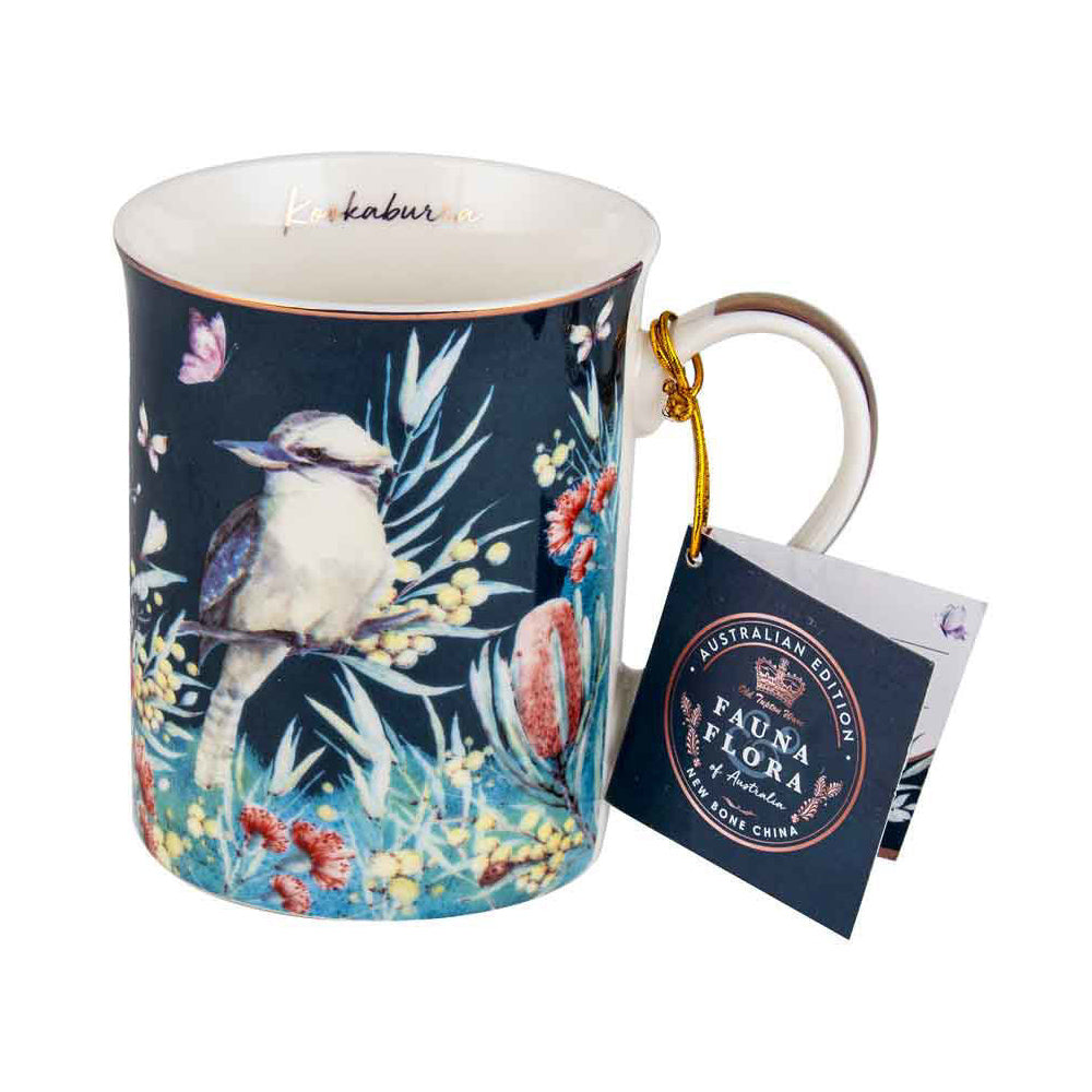 LMD Australian Flora Kookaburra 360ml Coffee Mug New Bone China Cup w/ Handle (2 Pack) — image 2