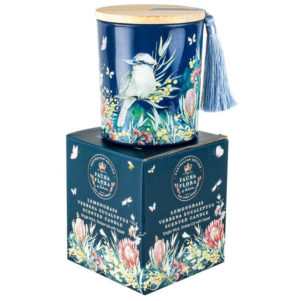 LMD Australiana 300g Vanilla Scented Candle w/Wood Lid & Tassel Decor Kookaburra (2 Pack) — image 2